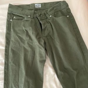 Naked and Famous Army Green canvas Selvedge Jeans
